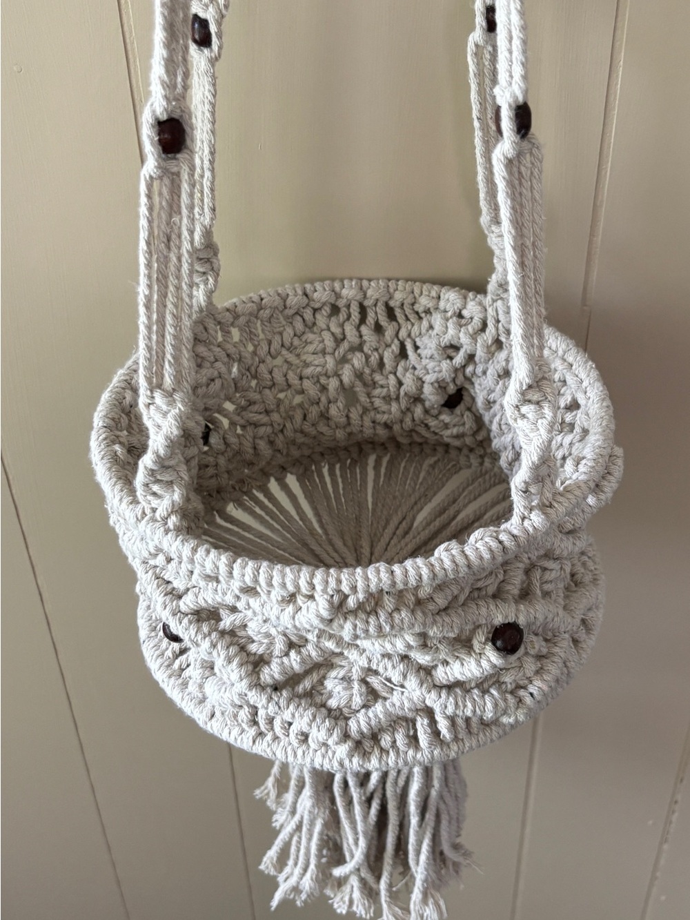 NWT Macrame Hanging Planter - Cream